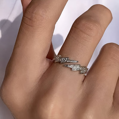 Men’s Lightning Open Ring – Bold Retro Style