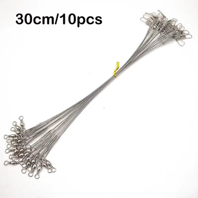 10Pcs Steel Fishing Wire Leader with Swivel