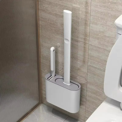 Silicone Toilet Brush with Holder Box Wall Mounted TPR Holder Set Household Artifact Bathroom Daily Cleaning Tools Accessories