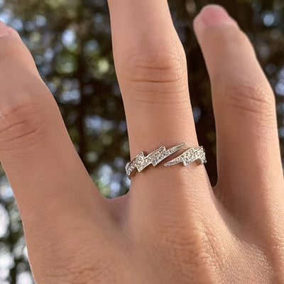 Men’s Lightning Open Ring – Bold Retro Style