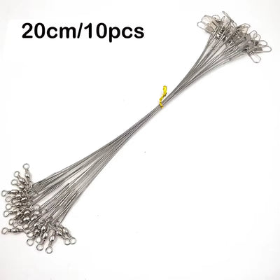 10Pcs Steel Fishing Wire Leader with Swivel