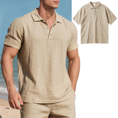 Breathable Linen Short-Sleeve Casual Polo Shirt
