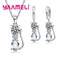 Real 925 Sterling Silver Color Jewelry Sets for Woman Girls Shining Austrian Crystal Cute Cat Pendant Necklace Huggie Earring