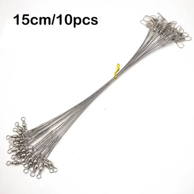 10Pcs Steel Fishing Wire Leader with Swivel