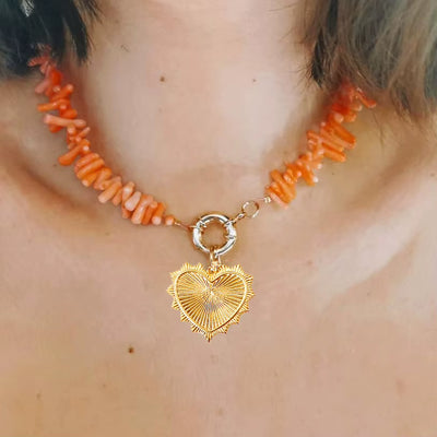Bohemian Punk Red Coral Bead Big Baroque Freshwater Pearl Necklaces for Women Choker Necklace Party Jewelry Gift
