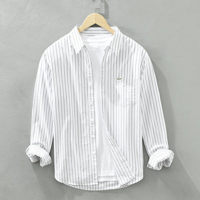 Men’s Striped Oxford Cotton Loose-Fit Shirt