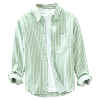 Men’s Striped Oxford Cotton Loose-Fit Shirt