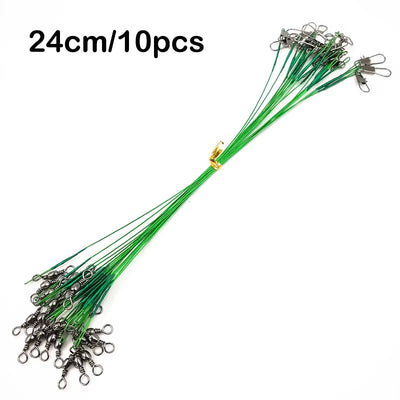 10Pcs Steel Fishing Wire Leader with Swivel