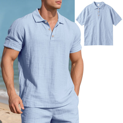 Breathable Linen Short-Sleeve Casual Polo Shirt