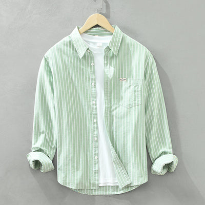 Men’s Striped Oxford Cotton Loose-Fit Shirt