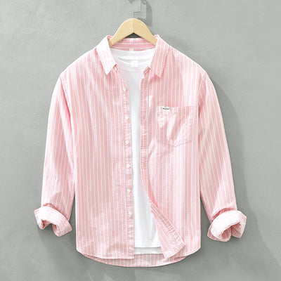 Men’s Striped Oxford Cotton Loose-Fit Shirt