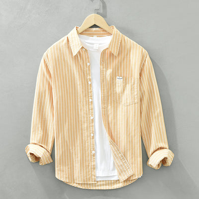 Men’s Striped Oxford Cotton Loose-Fit Shirt