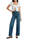 Women's Wide-Leg Washed Jeans with Square Pockets