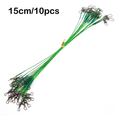 10Pcs Steel Fishing Wire Leader with Swivel