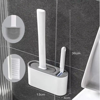 Silicone Toilet Brush with Holder Box Wall Mounted TPR Holder Set Household Artifact Bathroom Daily Cleaning Tools Accessories