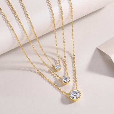 2-Carat Minimalist Moissanite Silver Pendant Necklace