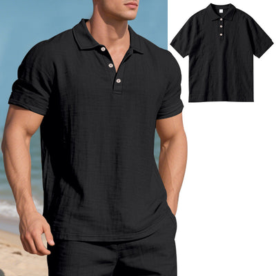 Breathable Linen Short-Sleeve Casual Polo Shirt