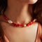 Bohemian Punk Red Coral Bead Big Baroque Freshwater Pearl Necklaces for Women Choker Necklace Party Jewelry Gift