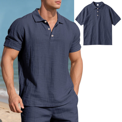 Breathable Linen Short-Sleeve Casual Polo Shirt