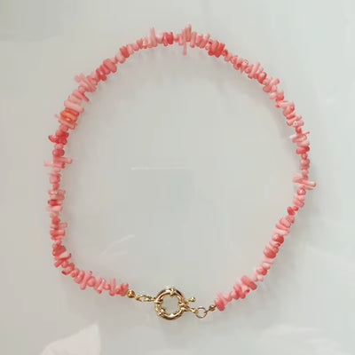 Bohemian Punk Red Coral Bead Big Baroque Freshwater Pearl Necklaces for Women Choker Necklace Party Jewelry Gift