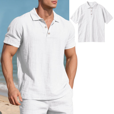 Breathable Linen Short-Sleeve Casual Polo Shirt