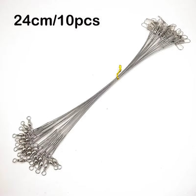 10Pcs Steel Fishing Wire Leader with Swivel