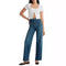 Women's Wide-Leg Washed Jeans with Square Pockets