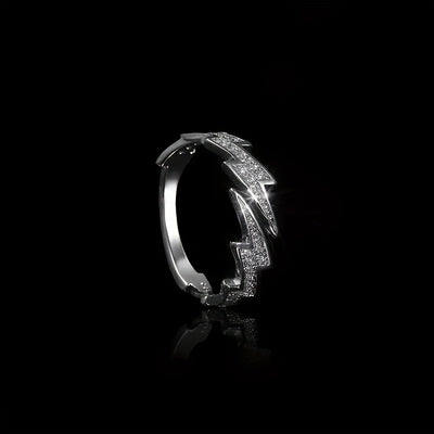 Men’s Lightning Open Ring – Bold Retro Style