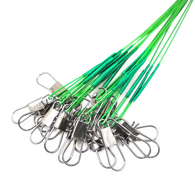 10Pcs Steel Fishing Wire Leader with Swivel