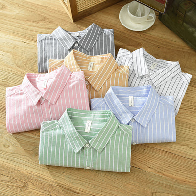 Men’s Striped Oxford Cotton Loose-Fit Shirt