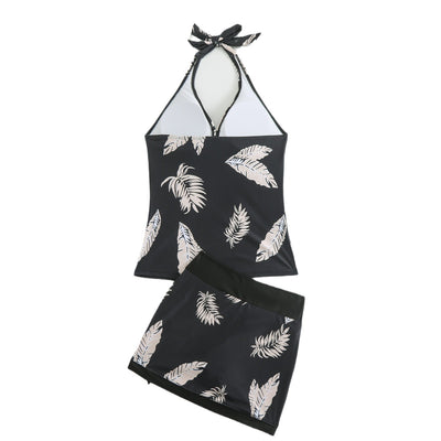 Women’s Sexy Halter Two-Piece Bikini Top & Skirt Set
