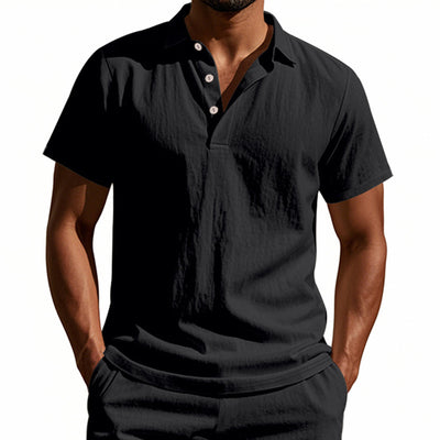 Breathable Linen Short-Sleeve Casual Polo Shirt