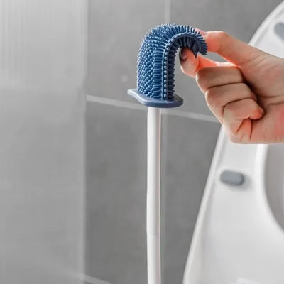 Silicone Toilet Brush with Holder Box Wall Mounted TPR Holder Set Household Artifact Bathroom Daily Cleaning Tools Accessories