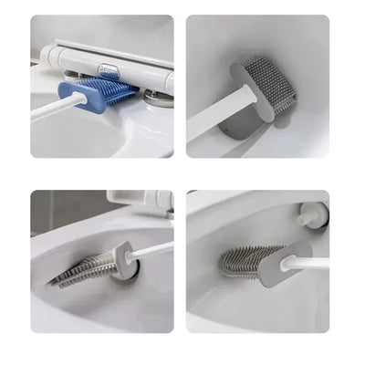 Silicone Toilet Brush with Holder Box Wall Mounted TPR Holder Set Household Artifact Bathroom Daily Cleaning Tools Accessories