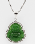 NEW Imperial Green Jades Buddha Inlaid Rhinestone Pendant 1PCS