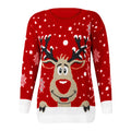 Women Christmas Reindeer Printed O-Neck Long Sleeve Sweatshirt Tops Blouse