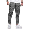 Men&#39;s Pure Color Youth Popular Leisure Slimming Overalls Pocket Paste Leather Streetwear Casual Fashion Cargo Pants Jogger Men
