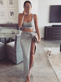 Crop Top Two Piece Set Sexy Backless
