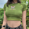 2020 Girls Crop Top Y2K Summer Grunge Style Women O-Neck Short Sleeve Sexy T-Shirt