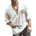 New Fashion Spring Summer Casual Men's Shirt Cotton Long Sleeve Solid Color Slim Fit V-neck Strap Suitable Shirts S-5XL