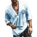 New Fashion Spring Summer Casual Men's Shirt Cotton Long Sleeve Solid Color Slim Fit V-neck Strap Suitable Shirts S-5XL