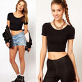 Short Sleeves Sexy Women Basic Tees Tops Cropped Tee Shirt Blouse
