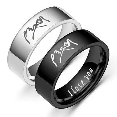 I Love You Silver Stainless Steel Romantic Couple Ring