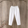 Cotton Linen Pants Women Spring Summer Large Size Solid Color Harem Pants Elastic Waist Loose Casual Woman's Linen Trousers