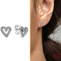 Sterling Silver 925 DIY Classics Heart Zircon Earrings